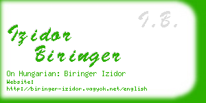 izidor biringer business card